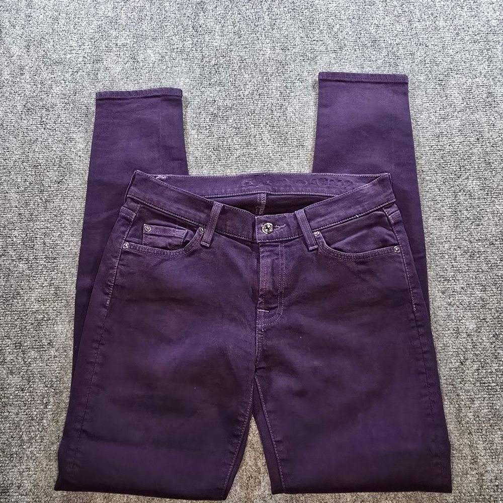 7 For All Mankind Purple Skinny Jeans Womens 28 Stretch Denim Plum